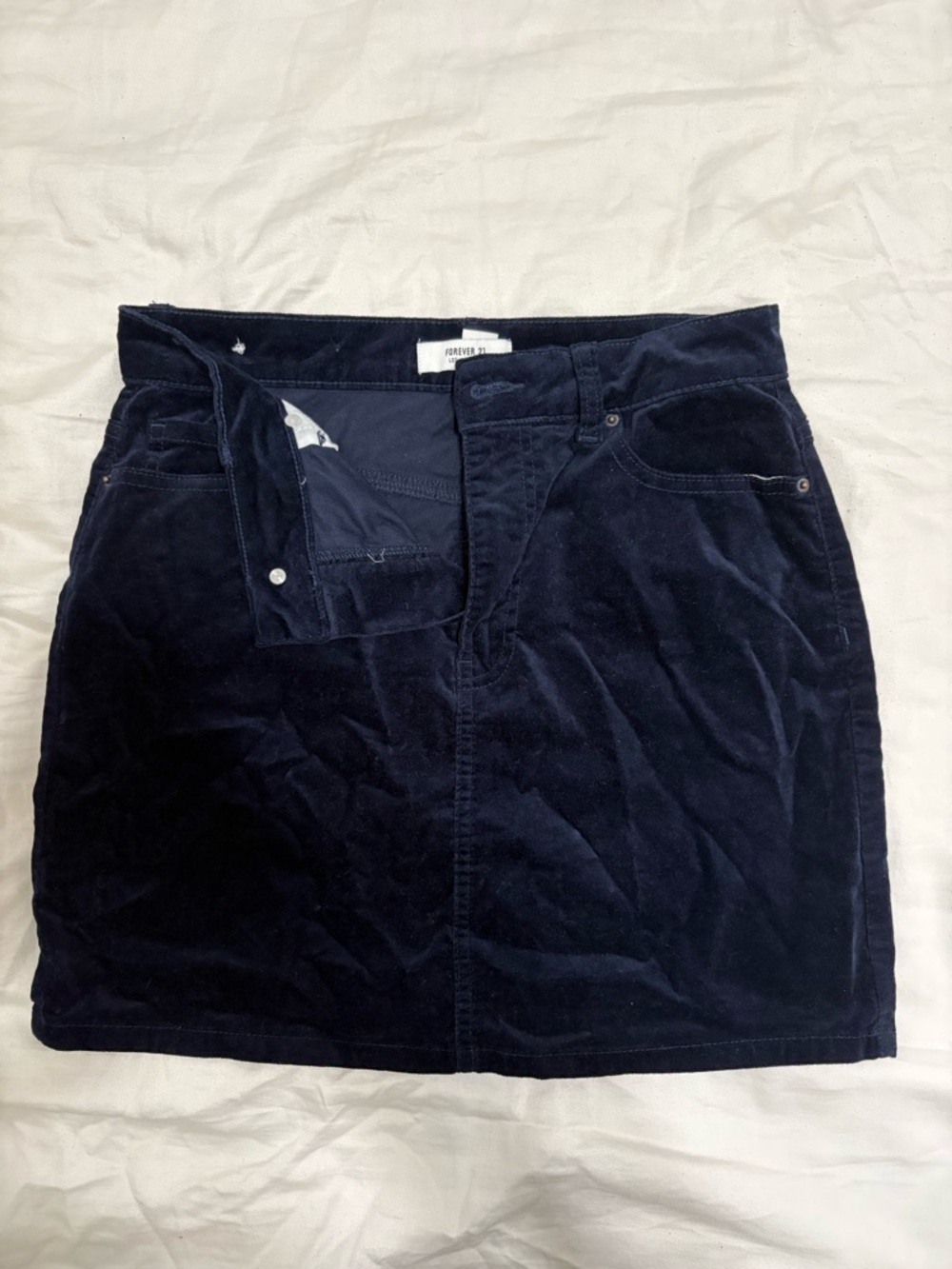 Forever 21 Dark Navy Velvet Mini Skirt
